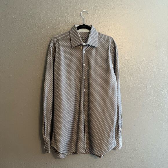 Gemelli Milano Striped Button Down Size L (16.5) - Picture 1 of 5